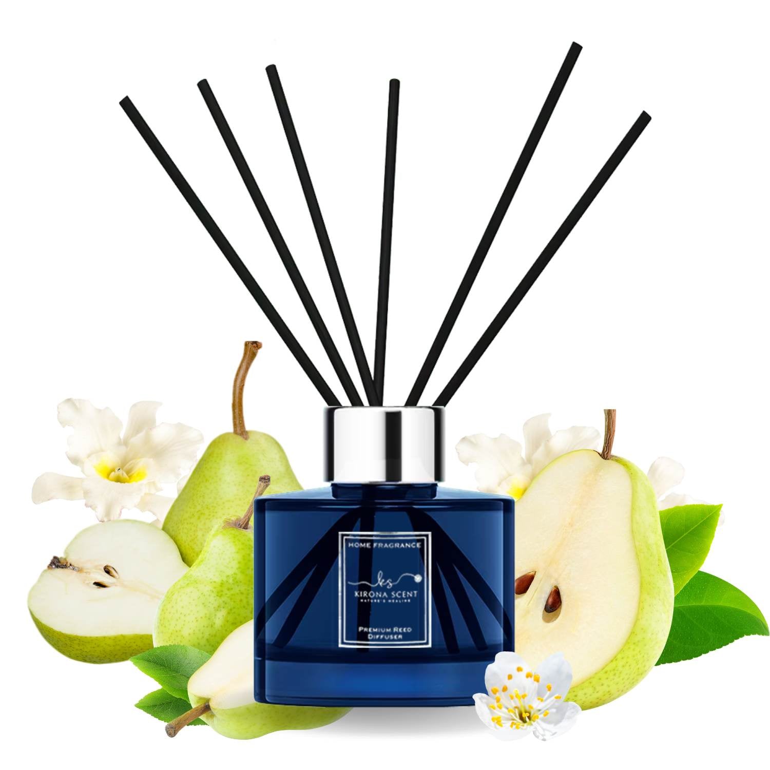 English Pear & Freesia Luxe Reed Diffuser (Blue)