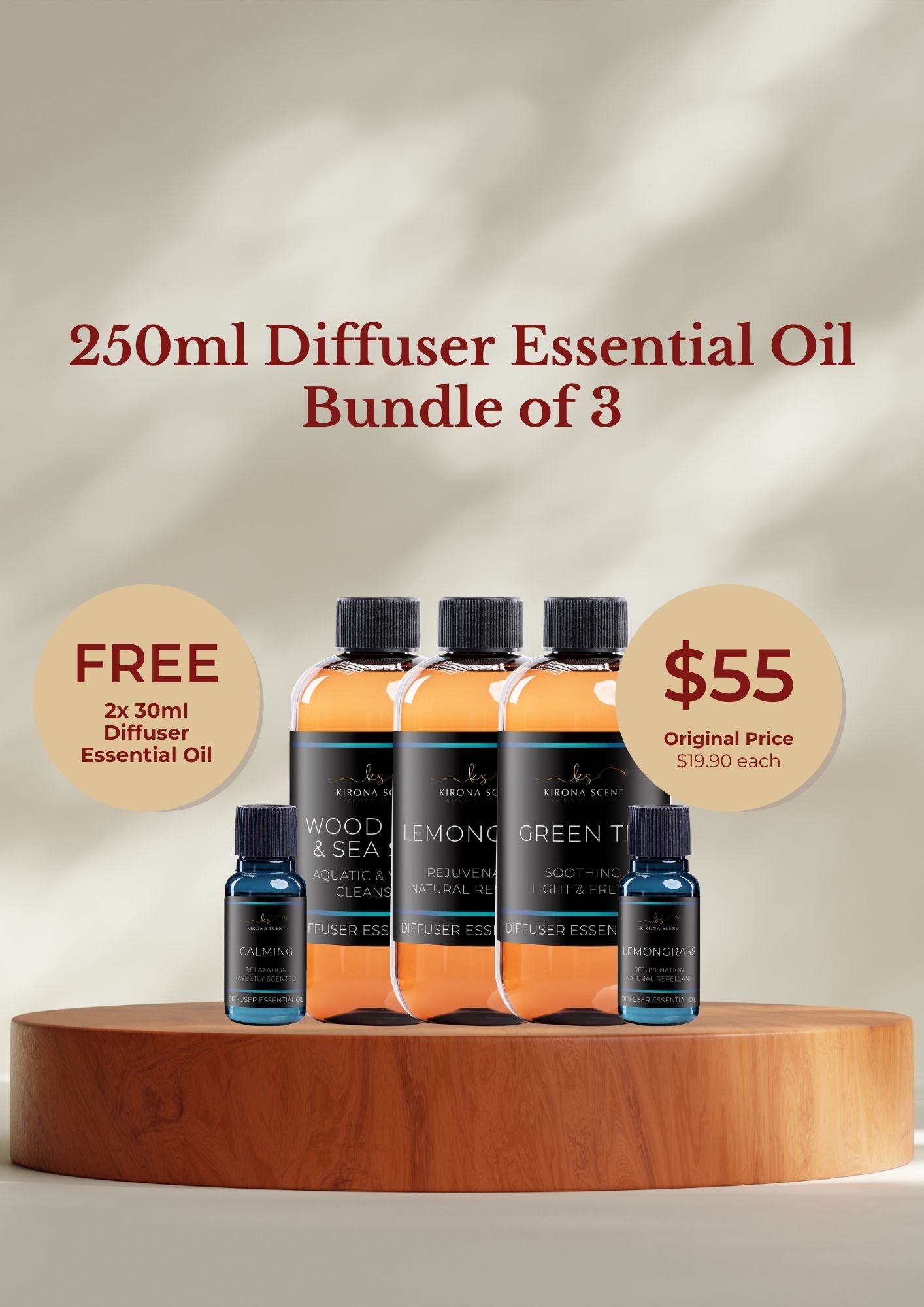 250ml Diffuser Essential Oil (Bundle of 3)