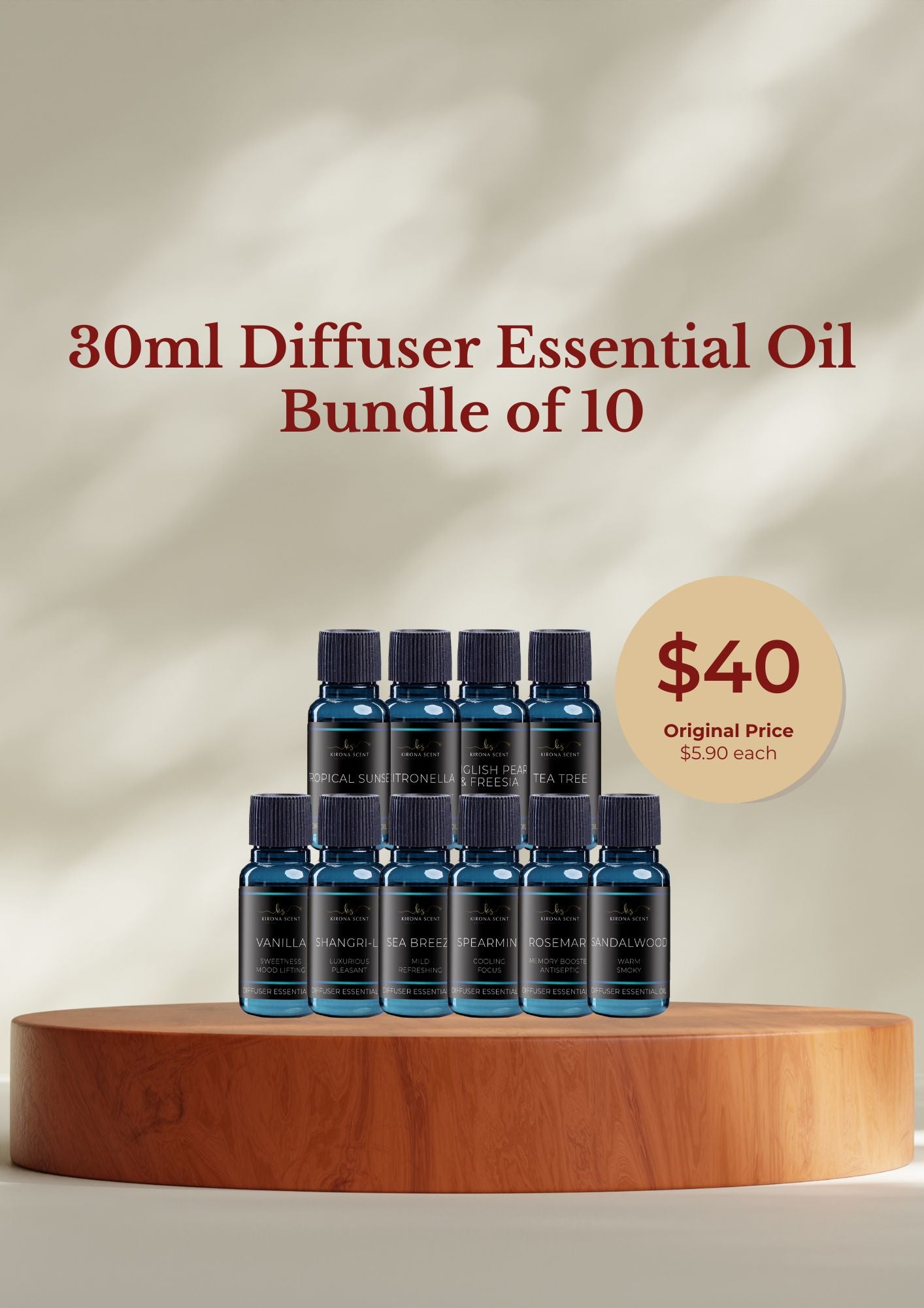 30ml Diffuser Essential Oil (Bundle of 10)