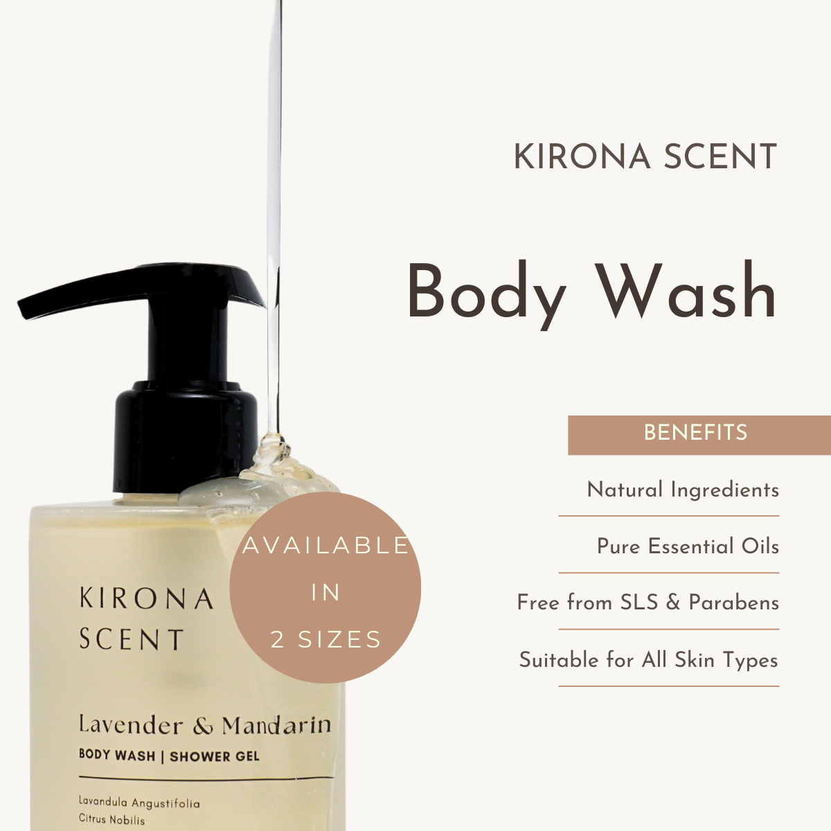 lavender tea tree body wash Lavender & Tea Tree Essential Oil Body Wash – Kirona Scent