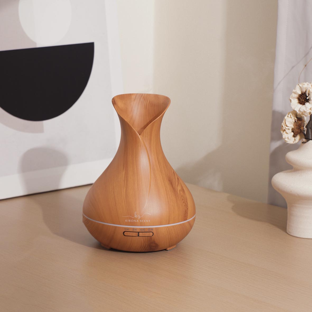 Tulip Aroma Diffuser 500ml (Light Wood)