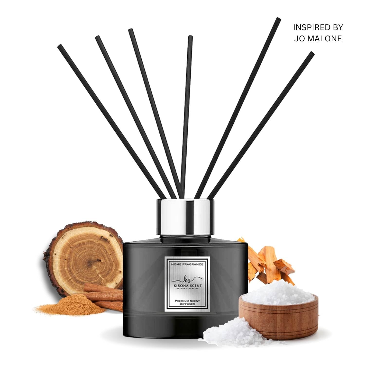 Luxe Reed Diffuser (Black) - Wood Sage And Sea Salt [KIRONA SCENT SG ...