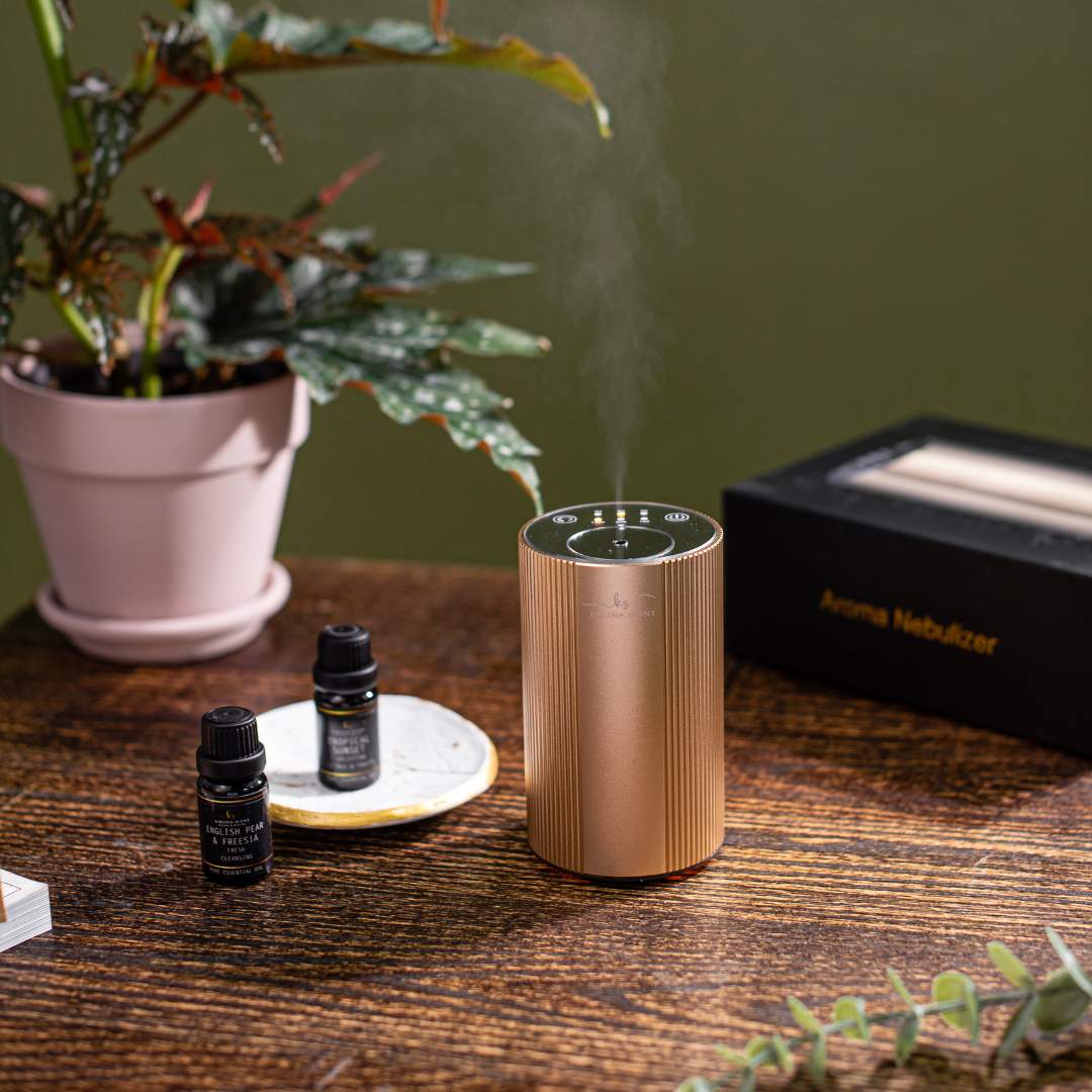 Waterless Diffuser - The Mood Aroma Nebulizer (Champagne Gold)